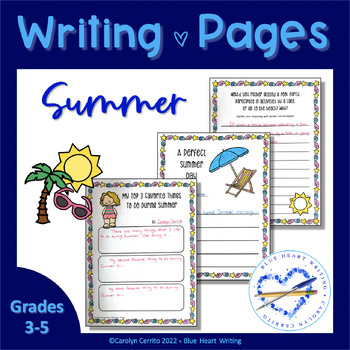 Writing Prompts for Summer by Blue Heart Writing | TPT