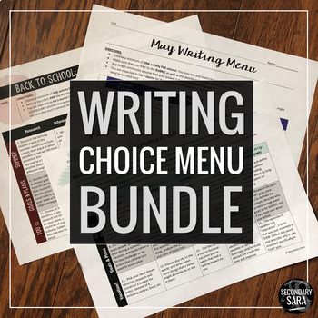 Preview of Writing Menus for Teens Bundle: A Year of 400 Seasonal/Monthly Prompts