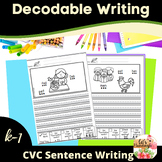Writing Picture Prompts  Decodable Phonics CVC words  Sent