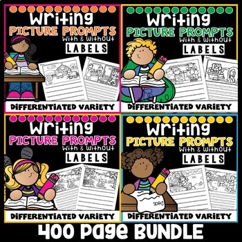 Preview of Writing Prompts with Pictures Kindergarten First Grade Worksheet Pages 
