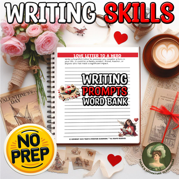 Preview of Writing Prompts with Word Bank and Sentence Starters Sub Plan for Middle School