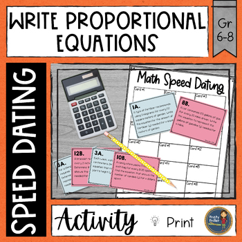 Preview of Writing Proportional Equations Math Speed Dating - Task Cards