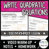 Writing Quadratic Equations Lesson | Warm-Up | Guided Note