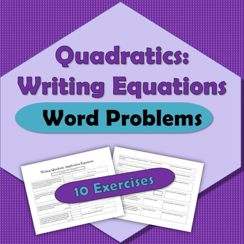 Preview of Writing Quadratic Equations from Word Problems