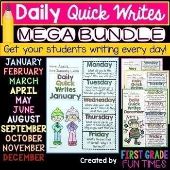 Preview of Writing Sentences Quick Write Writing Prompts Back to School Bundle