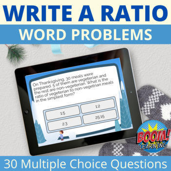 Preview of Writing Ratios word problem Boom Cards Winter