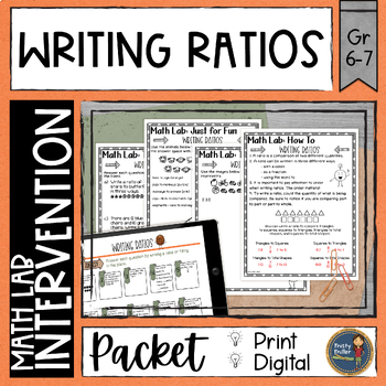 Preview of Writing Ratios Math Activities Lab - Math Intervention - Sub Plans