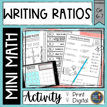 Preview of Writing Ratios Math Activities - Math Puzzles and Math Riddle - No Prep
