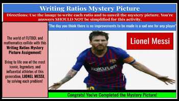Preview of Writing Ratios Mystery Picture - Lionel Messi