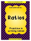Writing Ratios Practice:  Homework or Worksheets