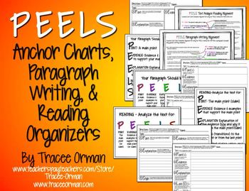 Preview of Writing & Reading "PEELS" Anchor Charts & Graphic Organizers