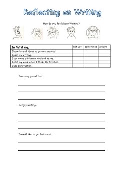 Preview of Writing Reflection + Goal Setting Form