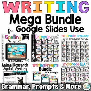 Preview of Writing Research Writing Prompts Grammar Spelling Google Slides Digital Resource