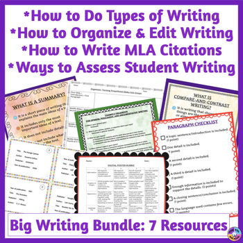 Writing Resources BUNDLE: Organizing, Editing & Citing Writing, Types of Writing