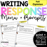Writing Response Menu and Prompts | Fall Opinion