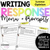 Writing Response Menu and Prompts | Summer Opinion