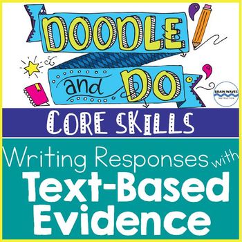 Preview of Writing Responses with Text-Based Evidence - Doodle Notes & 5 Learning Stations