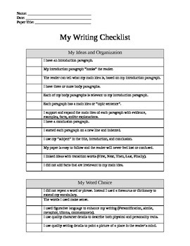 Preview of Writing - Revise & Edit Checklist V1