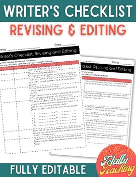 Preview of Writing: Revising and Editing Checklist for Expository and Descriptive Writing