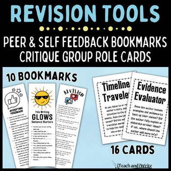 Preview of Writing Revision Tools: Peer & Self Feedback Bookmarks & Task Cards