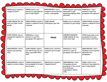 Writing Revisions with BINGO by Julie Strating | TPT