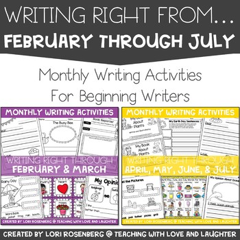 Preview of Kindergarten and First Grade Writing Activities February Through July Bundle