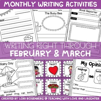 Preview of Kindergarten and First Grade Writing Activities for February and March