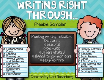 Preview of Kindergarten and First Grade Writing Activities Freebie Sampler