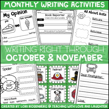 Preview of Kindergarten and First Grade Writing Activities for October and November