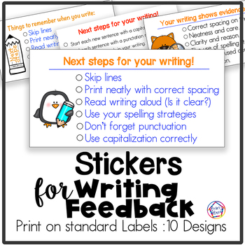 Preview of Writing Rubric Sticker: Language Assessment Stickers, Print on Labels/Digital