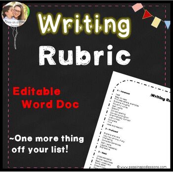Preview of Writing Rubric Template for Elementary Personal Narrative Presentation +