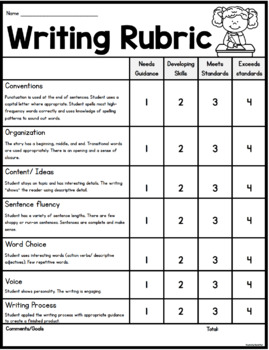 FREE} Primary Writing Journal Paper with Picture Rubric for Beginning  Writers
