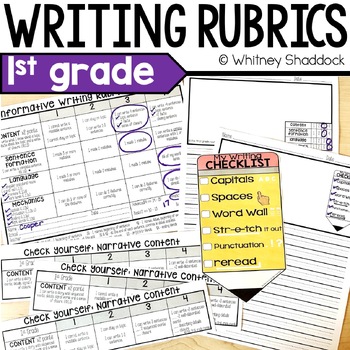 Preview of Student Friendly Writing Rubrics for 1st Grade Informative, Narrative & Opinion