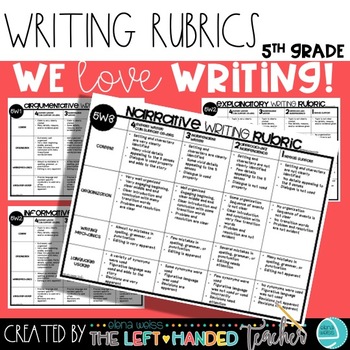 Preview of 5th Grade Writing Rubrics: Narrative, Argumentative, and Informative Writing