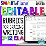 Digital Writing Rubrics for secondary English (Distance Learning)