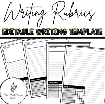 Preview of Writing Rubrics: Editable Writing Templates