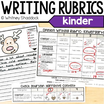Preview of Kindergarten Writing Rubric With Kid Friendly Writing Assessments and Checklists