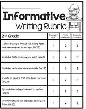 3rd grade rubric for informational writing
