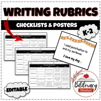 Preview of Writing Rubrics with supporting checklist and posters