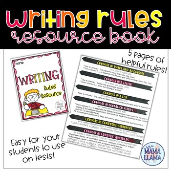 Preview of Writing Rules List Resource for Students