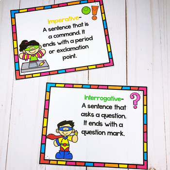 types of sentences and punctuation anchor charts writing super sentences