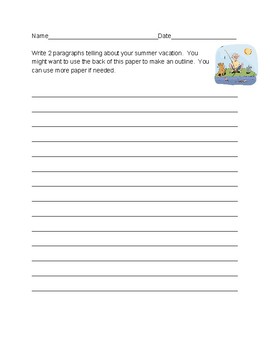 Writing Sample Pretest by Lessons by Cassy | TPT