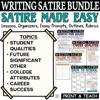 Preview of Creative Writing Satire Examples Satirical Essay Activities Teaching Satire