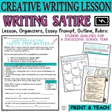 Writing Satire Pack Creative Writing Back to School Activi