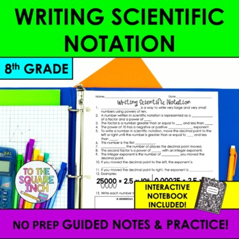 Preview of Writing Scientific Notation Notes & Practice | Guided Notes