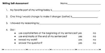 Preview of Writing Self-Assessment Exit Slip