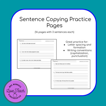 Preview of Writing: Sentence Copying Practice - large lined, full page