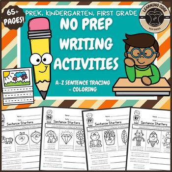 Preview of Writing Sentences Activities No Prep PreK Kindergarten First Grade TK UTK 