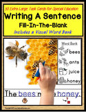 Writing Sentences | LARGE Task Cards for Autism with Visua