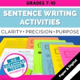 Writing Sentences Practice Middle School and High School